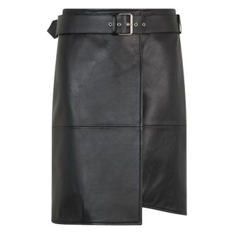 Moschino Leren Bermuda met Riem - Dames - Rokken - Zwart - Maat: 3XL Leer