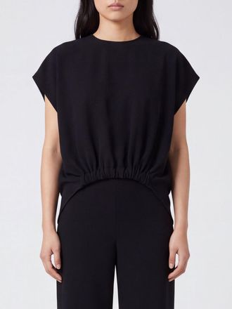 Max Mara Blusa asimmetrica in cr&ecirc;pe nero con scollo rotondo