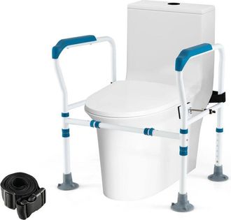 Costway Costway - Apoyabrazos Wc, Riel De Seguridad Para Inodoros Para Ancianos, Soporte Para Inodoro Con Altura Y Anchura Ajustables Y Correa Fija Para Disca