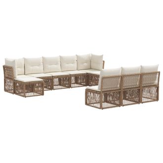 vidaXL Conjunto De Sof&aacute;s De Jard&iacute;n 10 Pcs Beige Rat&aacute;n Sint&eacute;tico Vidaxl
