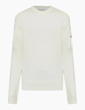 Moncler Mens Sleeve Pocket Sweater Cream - White - Size: 40