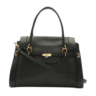 Ferragamo Pre-owned Gancini Schoudertas - Dames - Pre-owned - Zwart - Maat: ONE Size Leer