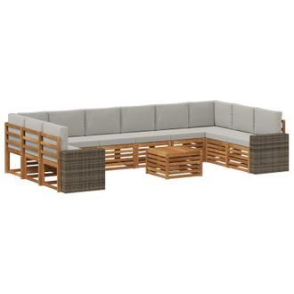 vidaXL Conjunto De Sof&aacute;s De Exterior 11 Pcs Natural Y Gris Claro Vidaxl