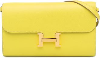 Herm&egrave;s Lime Evercolor Constance Wallet To Go