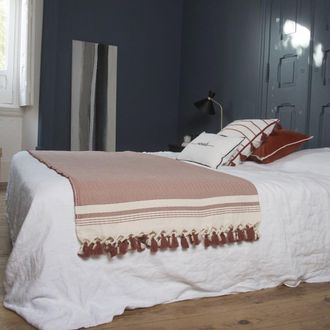 Febronie Manta plaid algod&oacute;n rojo tejas 160x250