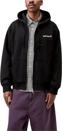 Carhartt Work in Progress Hooded Archive Lines Jacket - Heren - Zomerjassen - Zwart - S - Katoen - Jassen