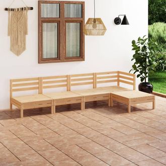 vidaXL Juego De Muebles De Jard&iacute;n 5 Piezas Madera Maciza Pino Vidaxl