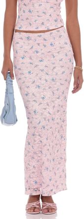 Lucy in the Sky Floral Lace Maxi Skirt In Pink