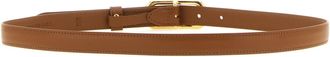 Fendi Oval Gold Buckle Belt - Tan