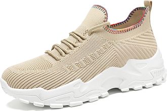 Generic Womens Slip On Trainers Women Chunky Sneakers Minimalist Lightweight Non Tennis Shoes Breathable Running Air Cushion Arch Support for Spring Summer, H