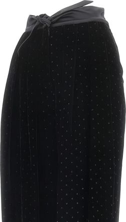 Emporio Armani Glitter-Embellished Velvet Trousers - Black
