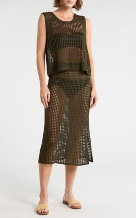 Nordstrom Rack Open Knit Tank in Olive Sarma at Nordstrom Rack, Size X-Large