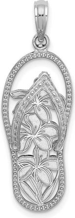 Diamond2Deal 14K White Gold Polished Multi Flower Flip-Flop Charm Pendant