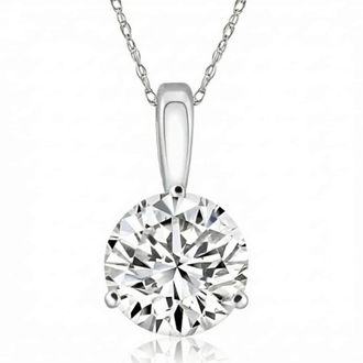 Pompeii3 Certified 3Ct Round 3-Prong Diamond Pendant 14k Yellow Gold Lab Grown Necklace