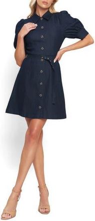 Flying Tomato Puff Shoulder Denim Minidress in Dark Indigo at Nordstrom Rack, Size Medium