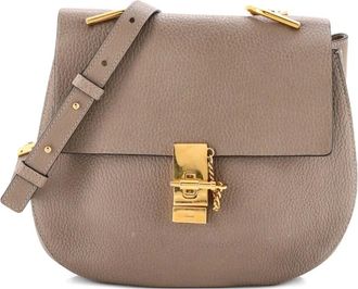 Chlo&eacute; Drew Leather Medium crossbody bag - Beige
