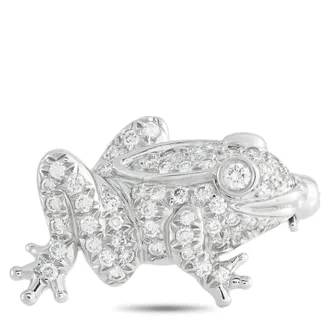 Tiffany & Co. 18K White Gold Diamond Frog Brooch TI39-051926