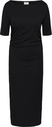 Kaffe Curve Midi Jurken - Dames - Casual kleedjes - Zwart - L - Kleedjes