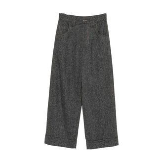 Brunello Cucinelli Wijde broek - Dames - Broeken - Grijs - Maat: M Wol