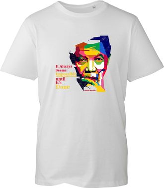 Generic It Always Seems Impossible Until Its Done Nelson Mandela Quote T-Shirt, Black African History Unisex Kids Adults Top (White, 2XL)