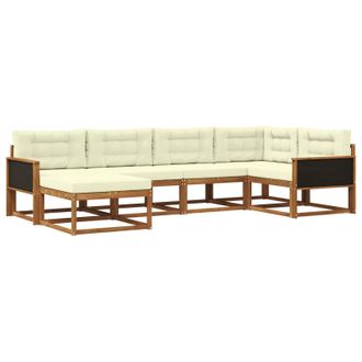 vidaXL Conjunto De Sof&aacute;s De Exterior 6 Pcs Natural Y Crema Vidaxl