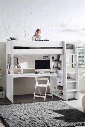 Julian Bowen Blaze Gaming Highsleeper Loft Bed with Desk in White | Size: Single