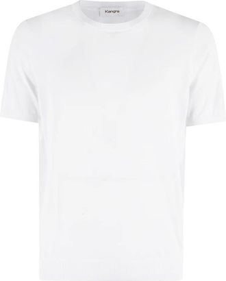 KANGRA Witte Katoenen Geribbelde T-shirt - Heren - T-shirts - Wit - 3XL - Katoen - Tops