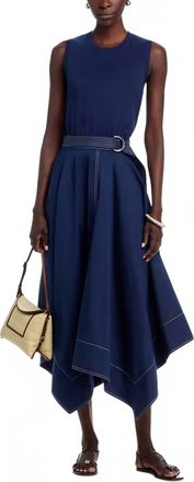 Tanya Taylor Cornelia Belted Handkerchief Hem Dress In Maritime Blue