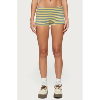 Edikted Isara Stripe Stretch Cotton Shorts in Blue-And-Yellow at Nordstrom, Size X-Large