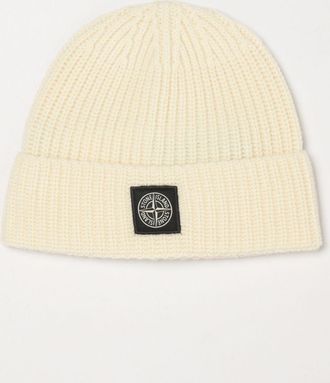Stone Island Ribbed Wool Beanie with Compass Logo Patch