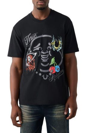 True Religion Buddha Face Cotton Graphic T-Shirt in Jet Black at Nordstrom, Size Xxx-Large