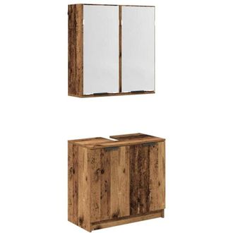 vidaXL Bathroom Cabinet Set with Shelf Old Wood Engineered Wood vidaXL
