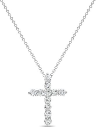 Diana M. Jewels 14kt White Gold 6.00 cts Lab Grown Round Diamond Cross Pendant