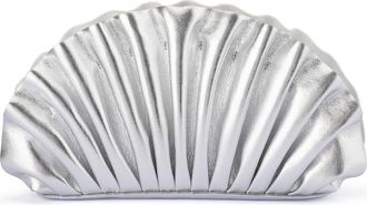 Olga Berg Hollie Pleated Faux Leather Frame Clutch in Silver at Nordstrom