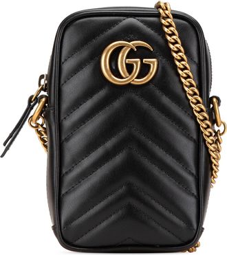 Gucci Pre-owned Womens Gg Marmont Matelasse Chain Wallet - Black Leather - One Size