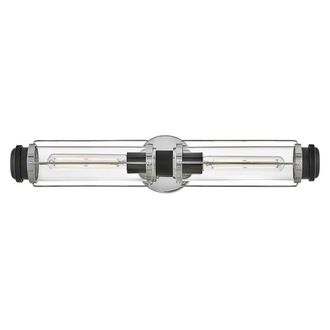 Netlighting Masthead 2 Light Outdoor Wall Light Polished Chrome & Black IP44 in Grey