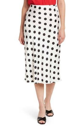 Renee C Polka Dot Satin Midi Skirt in Ivory at Nordstrom Rack, Size Medium