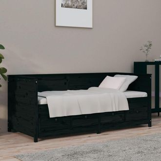vidaXL Vidaxl - Sof&aacute; Cama Sin Colch&oacute;n Madera Maciza De Pino Negro 90x190 Cm