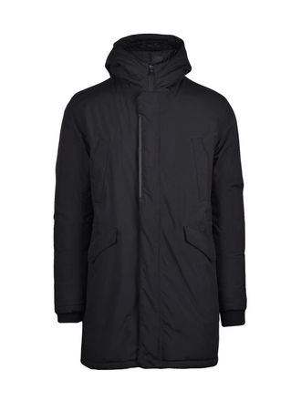 Herno Insulated Black Down Parka With High Collar And Adjustable Hem