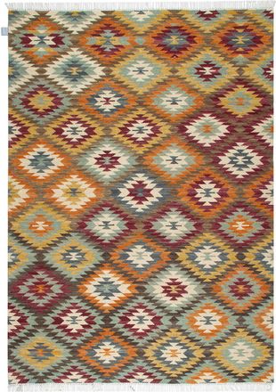 Novatrend Alfombra kilim oriental de lana tejida a mano multicolor 100x160 cm