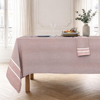 Febronie Mantel + 4 servilletas algod&oacute;n 150x250 rojo tejas