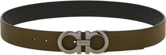 Ferragamo Cintura Gancini reversibile - Verde