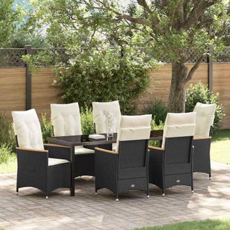 vidaXL Conjunto De Comedor De Jard&iacute;n 7 Pcs Negro Rat&aacute;n Sint&eacute;tico Vidaxl