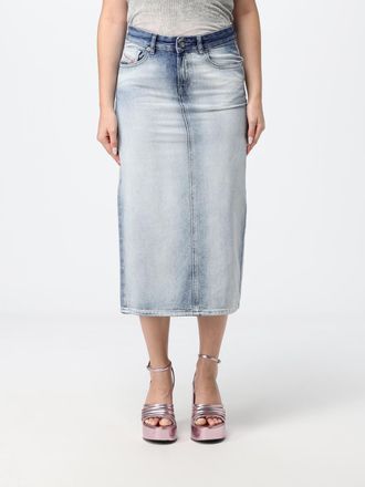 Diesel Gonna midi a tubino in denim candeggiato con spacco posteriore