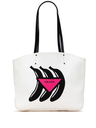 Prada 2013-2023 Canapa Banana Print tote bag - women - Canvas - One Size - White