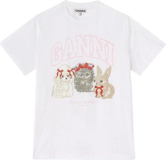 Ganni T Shirt Bianco-Donna