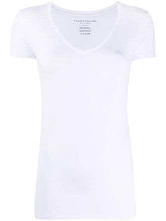 Majestic Filatures T-shirt met V-hals - Wit