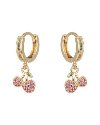 Eyecandy LA Eye Candy La Luxe Collection Cz Red Cherry Huggie Earrings