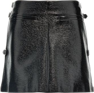 Courr&egrave;ges Mini Multi Sangle Vinyl Rok - Dames - Korte rokken - Zwart - S - Katoen - Rokken