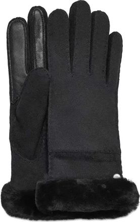 UGG Ugg Seamed Glove Womens Black Leather Sheepskin Lined Touch Screen FROG382